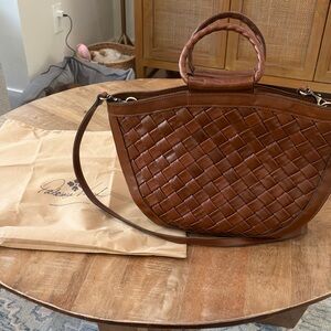 Patricia Nash Tan Woven Leather Shoulder Bag